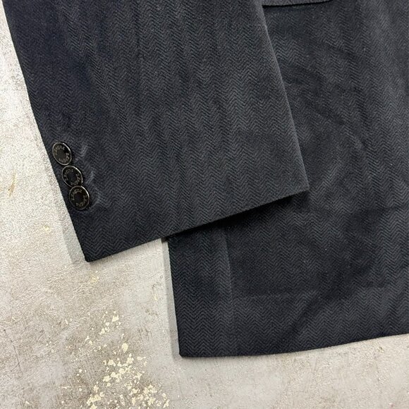 Jack Victor Velvet Herringbone Blazer Soft Corduroy Sport Coat Black 46 L - Picture 3 of 9